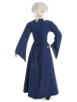 Mittelalter Kleid Amurfina in Blau Rückansicht