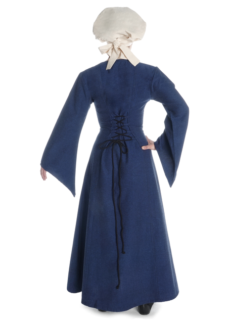 Mittelalter Kleid Amurfina in Blau Rückansicht
