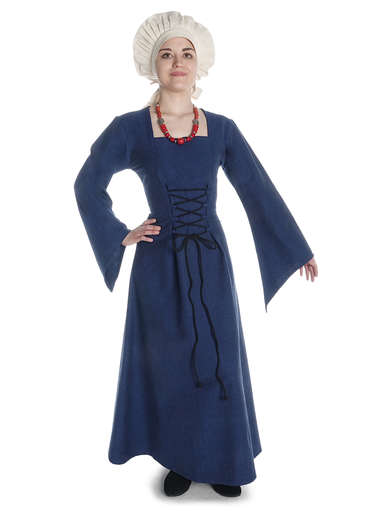 Mittelalter Kleid Amurfina in Blau Frontansicht 2