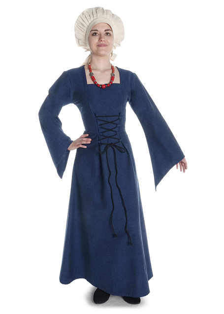 Mittelalter Kleid Amurfina in Blau Frontansicht 2