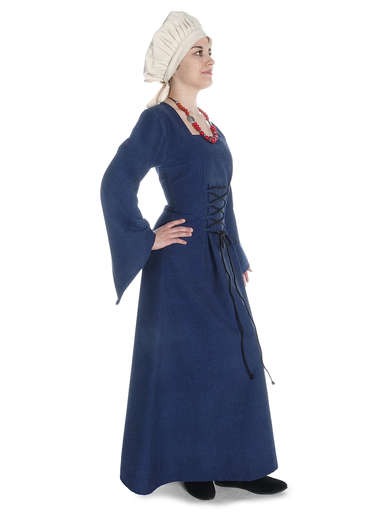 Mittelalter Kleid Amurfina in Blau Seitenansicht