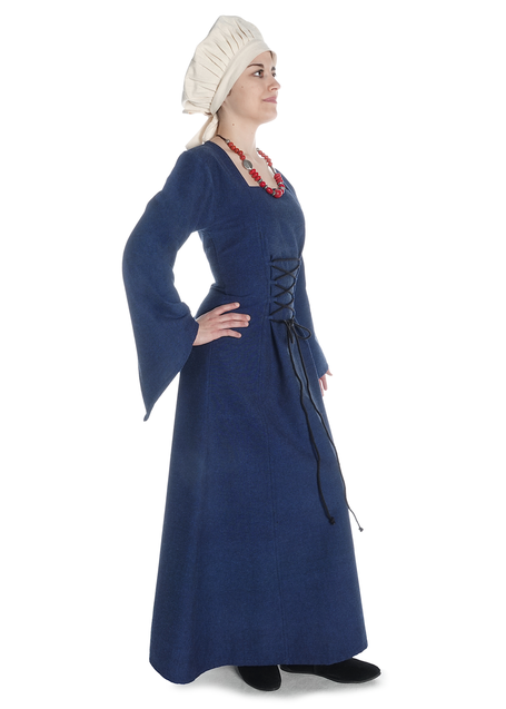 Mittelalter Kleid Amurfina in Blau Seitenansicht