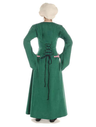 Mittelalter Kleid Amurfina in Grün Rückansicht