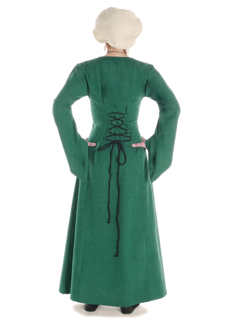 Mittelalter Kleid Amurfina in Grün Rückansicht
