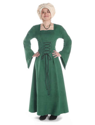 Mittelalter Kleid Amurfina in Grün Frontansicht