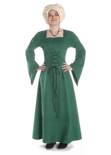 Mittelalter Kleid Amurfina in Grün Frontansicht