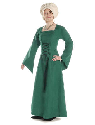 Mittelalter Kleid Amurfina in Grün Frontansicht 2