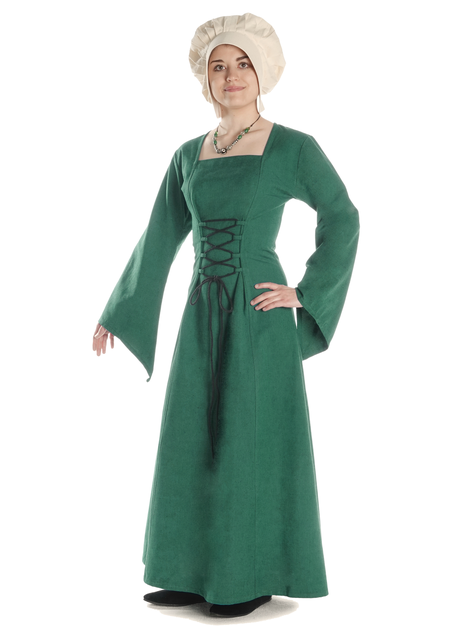 Mittelalter Kleid Amurfina in Grün Frontansicht 2