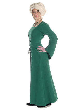 Mittelalter Kleid Amurfina in Grün Seitenansicht