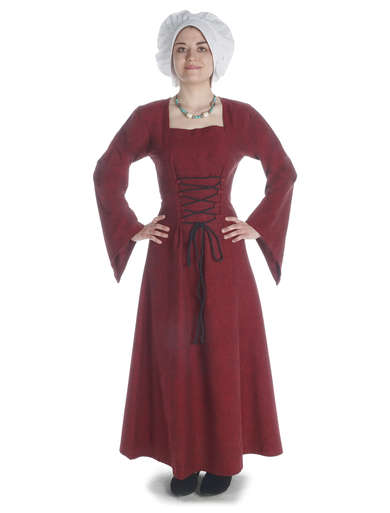 Mittelalter Kleid Amurfina in Rot Frontansicht