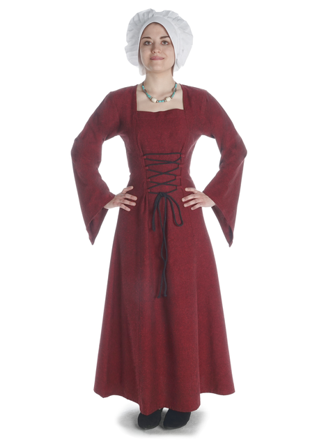 Mittelalter Kleid Amurfina in Rot Frontansicht