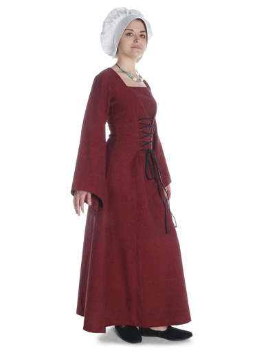 Mittelalter Kleid Amurfina in Rot Seitenansicht
