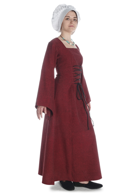 Mittelalter Kleid Amurfina in Rot Seitenansicht
