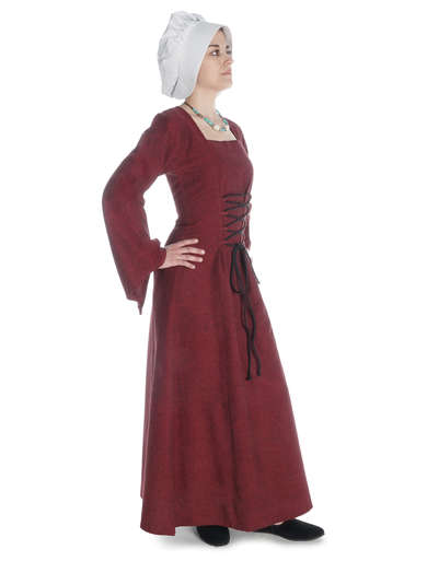 Mittelalter Kleid Amurfina in Rot Seitenansicht 2