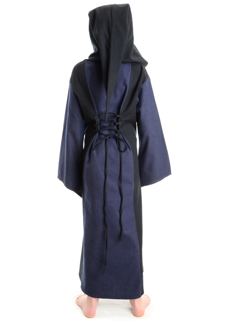 Mittelalter Kinderkleid Obilot in Blau-Schwarz Rückansicht