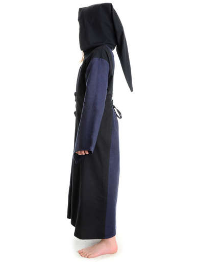 Mittelalter Kinderkleid Obilot in Blau-Schwarz Seitenansicht