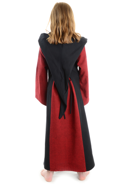 Mittelalter Kinderkleid Obilot in Rot-Schwarz Rückansicht