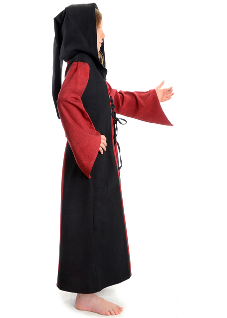 Mittelalter Kinderkleid Obilot in Rot-Schwarz Seitenansicht