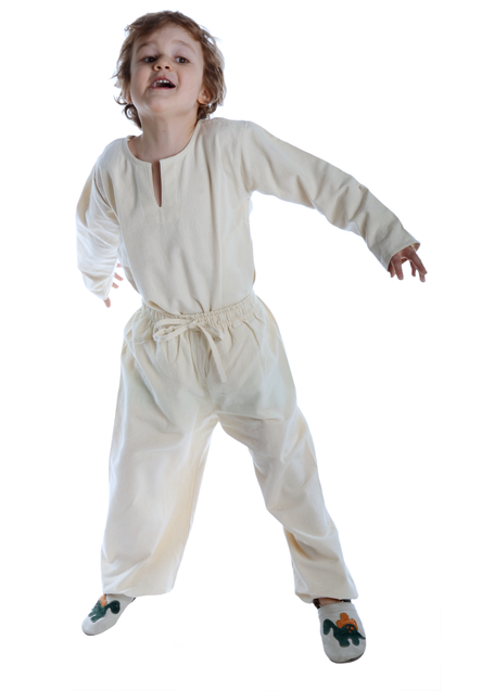 Mittelalter Kinderhose Postefar in Beige Frontansicht 4