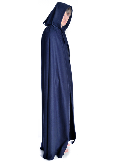 Mittelalter Umhang Wolfdietrich in Blau Seitenansicht 2