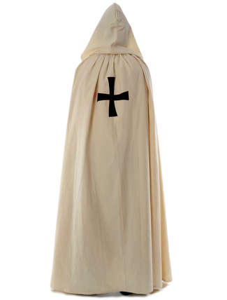 Templer/Deutschritter Umhang Vasolt in Beige-Schwarz Rückansicht