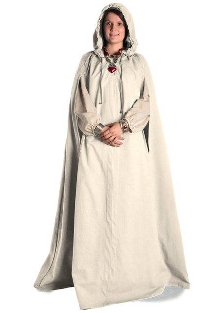 Mittelalter Umhang Minne in Beige Frontansicht