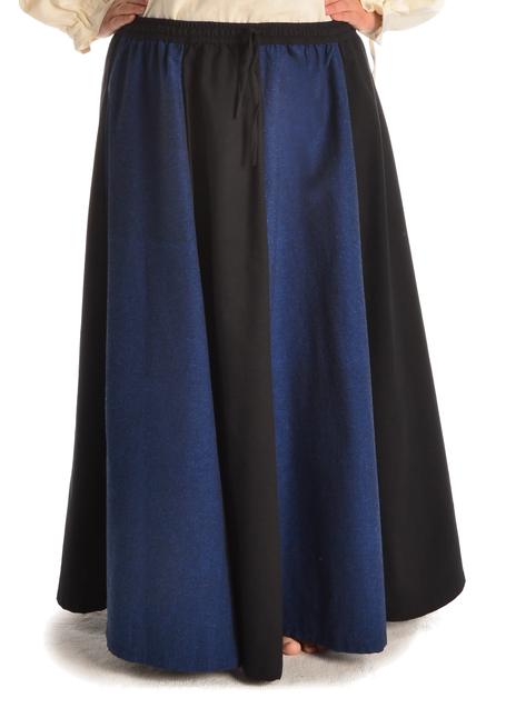 Mittelalter Rock Ginover in Schwarz-Blau Frontansicht