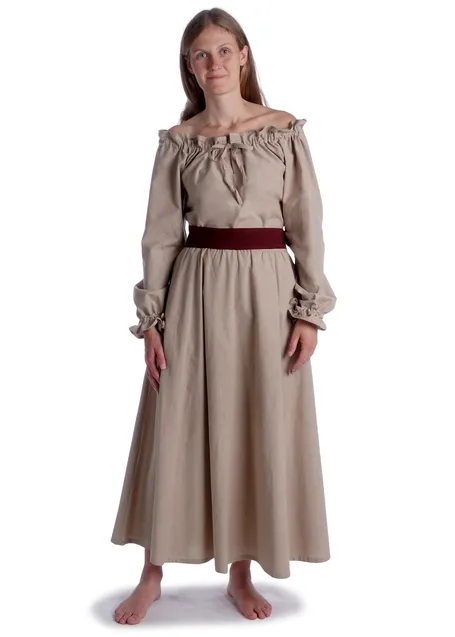 Mittelalter Rock Duzabel in Hanffarben Frontansicht 2