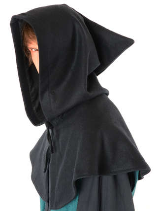 Mittelalter Kapuze Rentwin in Schwarz Seitenansicht