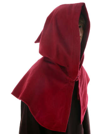 Mittelalter Kapuze Rentwin in Rot Seitenansicht