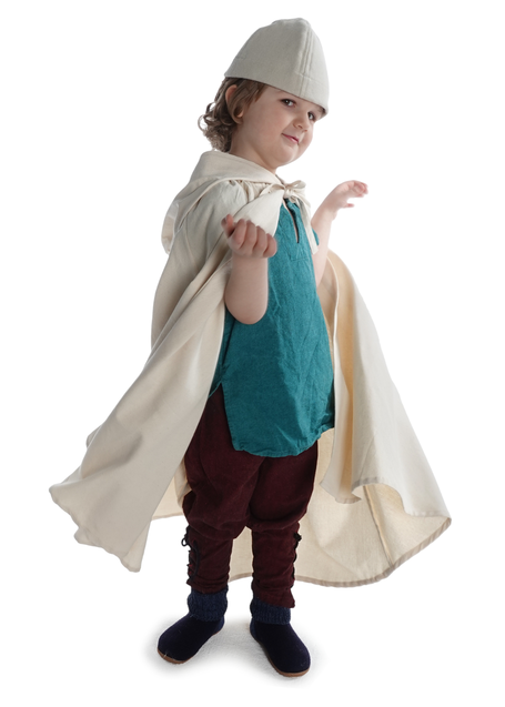 Mittelalter Kinderumhang Gandiluz in Beige Frontansicht 3