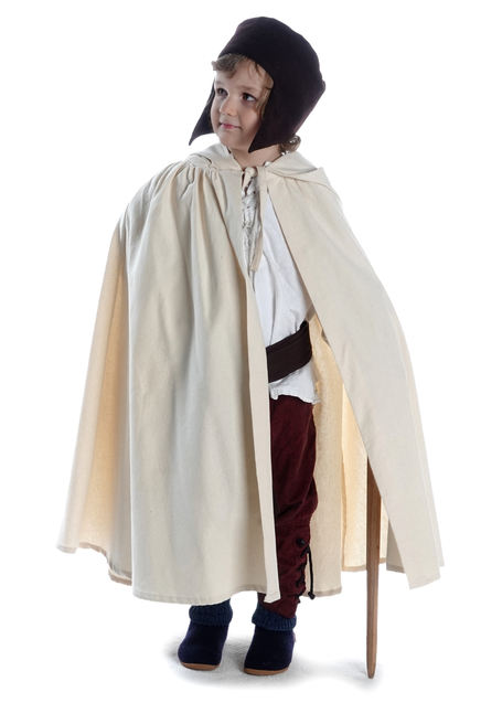 Mittelalter Kinderumhang Gandiluz in Beige Frontansicht 4