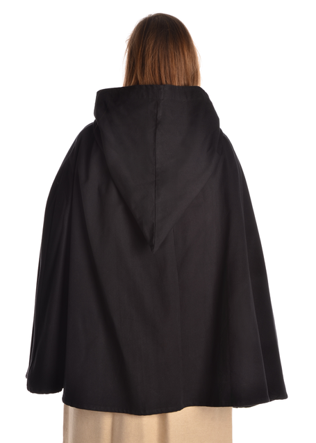 Mittelalter Umhang Virginal in Schwarz Rückansicht