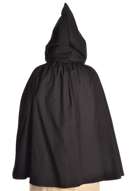 Mittelalter Umhang Virginal in Schwarz Rückansicht 2