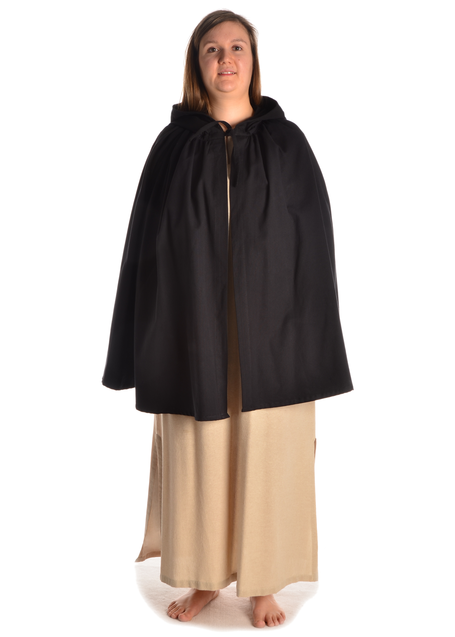 Mittelalter Umhang Virginal in Schwarz Frontansicht 4
