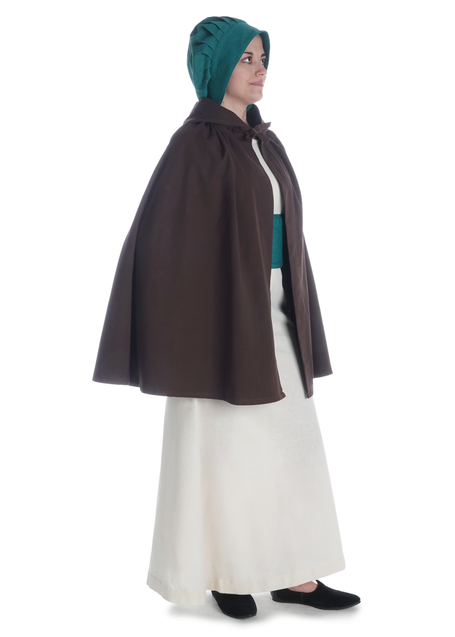 Mittelalter Umhang Virginal in Braun Seitenansicht 2