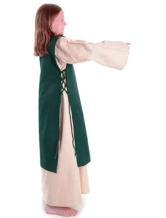 Mittelalter Kinderkleid Alyze (Set) in Beige-Grün Seitenansicht