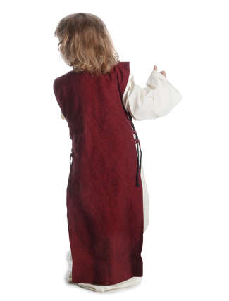 Mittelalter Kinderkleid Alyze (Set) in Beige-Rot Rückansicht