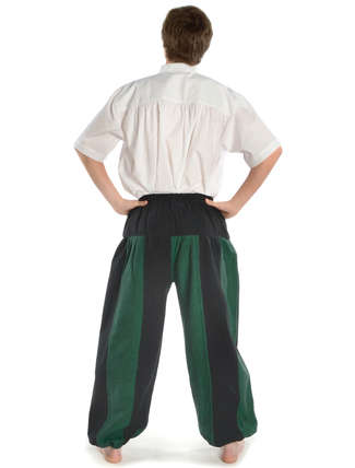 Mittelalter Hose Tristan in Schwarz-Grün Rückansicht