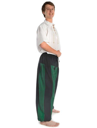 Mittelalter Hose Tristan in Schwarz-Grün Seitenansicht