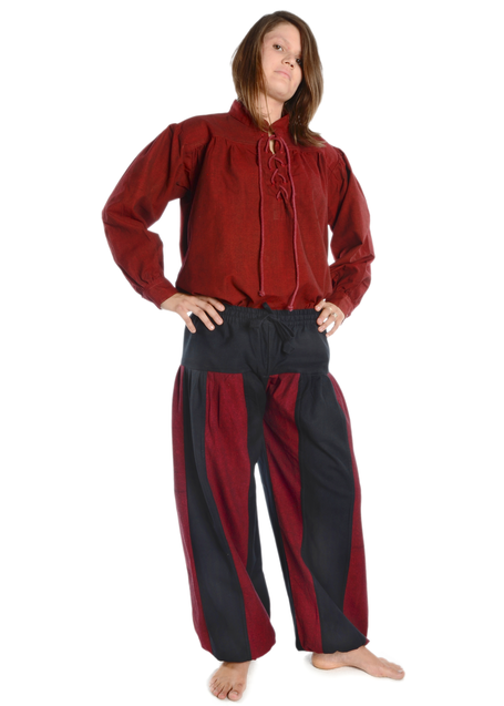 Mittelalter Hose Isolde in Schwarz-Rot Frontansicht