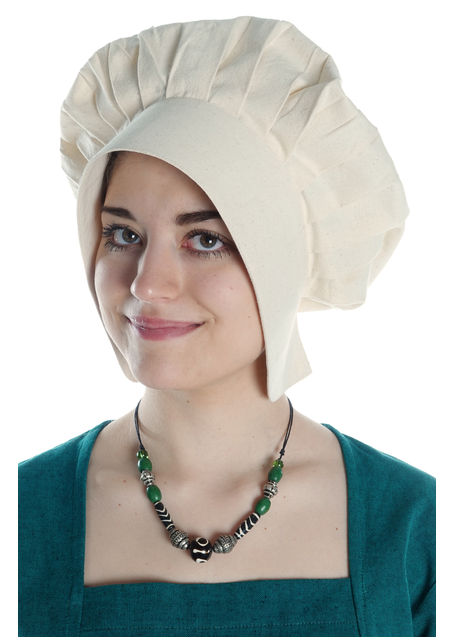 Mittelalter Haube Lunete in Beige Frontansicht 2