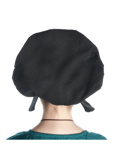 Mittelalter Haube Lunete in Schwarz Rückansicht