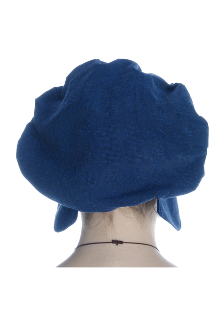 Mittelalter Haube Lunete in Blau Rückansicht