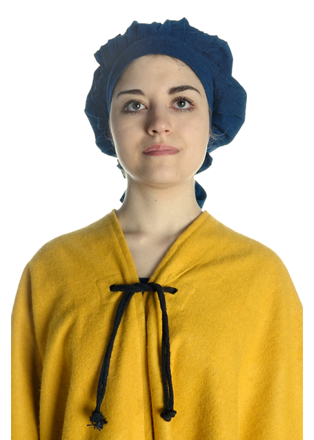 Mittelalter Haube Arnive in Blau Frontansicht