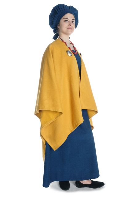 Mittelalter Haube Arnive in Blau Seitenansicht