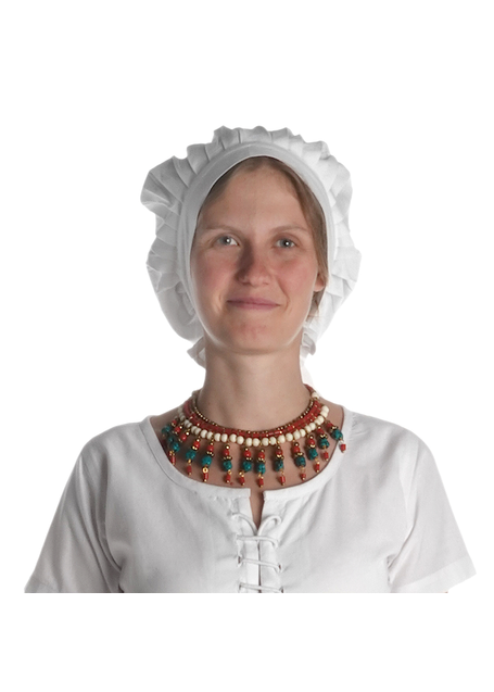 Mittelalter Haube Arnive in Weiß Frontansicht