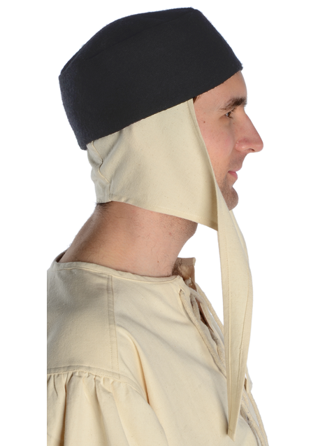 Mittelalter Kappe Reginbald beige (Set) in Beige-Schwarz Seitenansicht