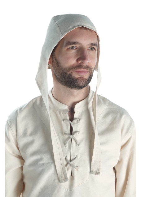 Mittelalter Bundhaube Wenezlan in Beige Frontansicht
