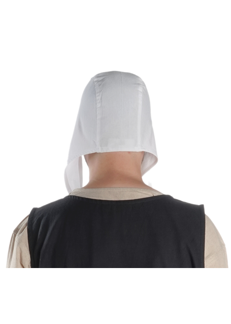 Mittelalter Bundhaube Wenezlan in Weiß Rückansicht